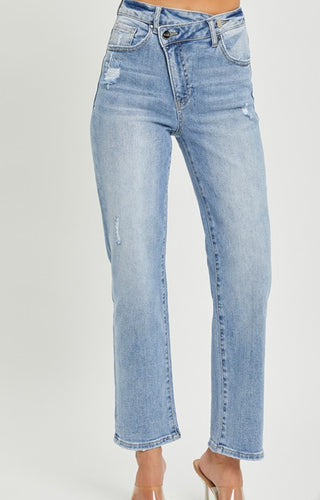 Risen highrise crossover tapered jeans