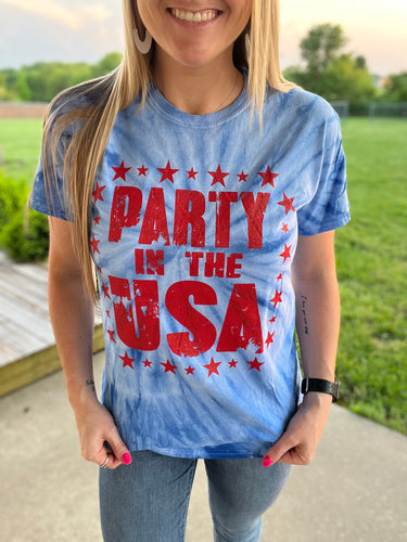 Tie dye party in the USA tee